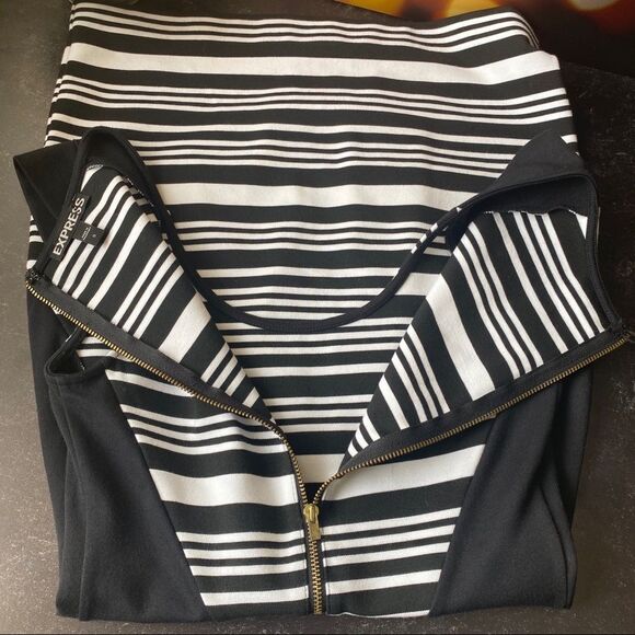 Express Black & White Striped Sheath Dress Sz 0 - Picture 13 of 13